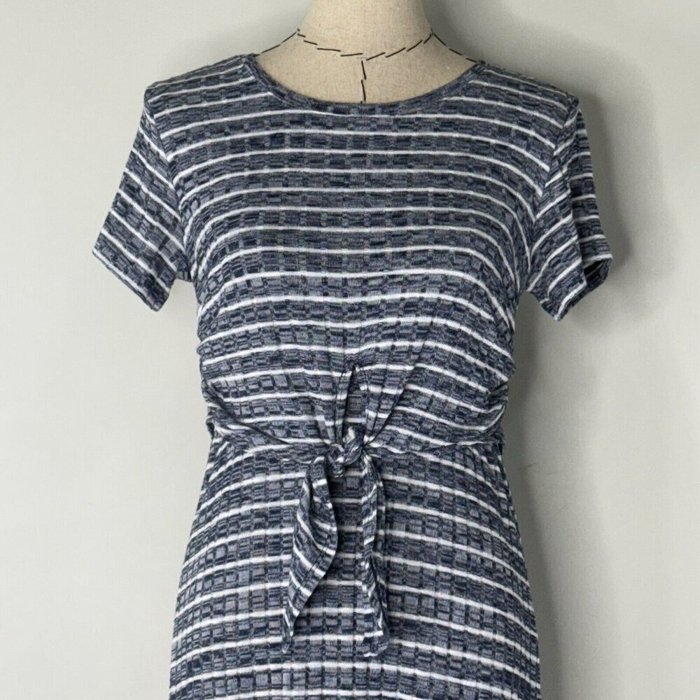 KAARI Blue Maxi Long Striped Dress Comfy Size S Revolve Knit Nautical stretch - Picture 3 of 9